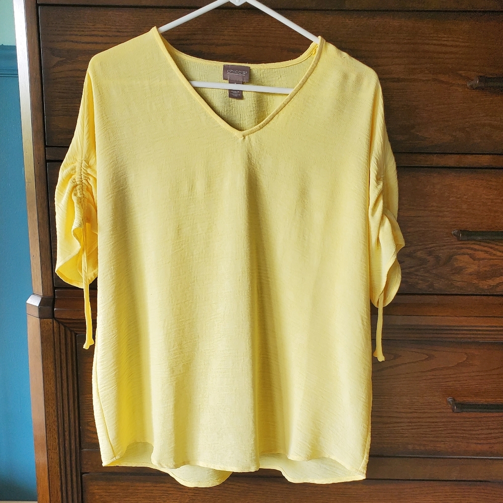 Chico's Yellow Lightweight Short Sleeve Top